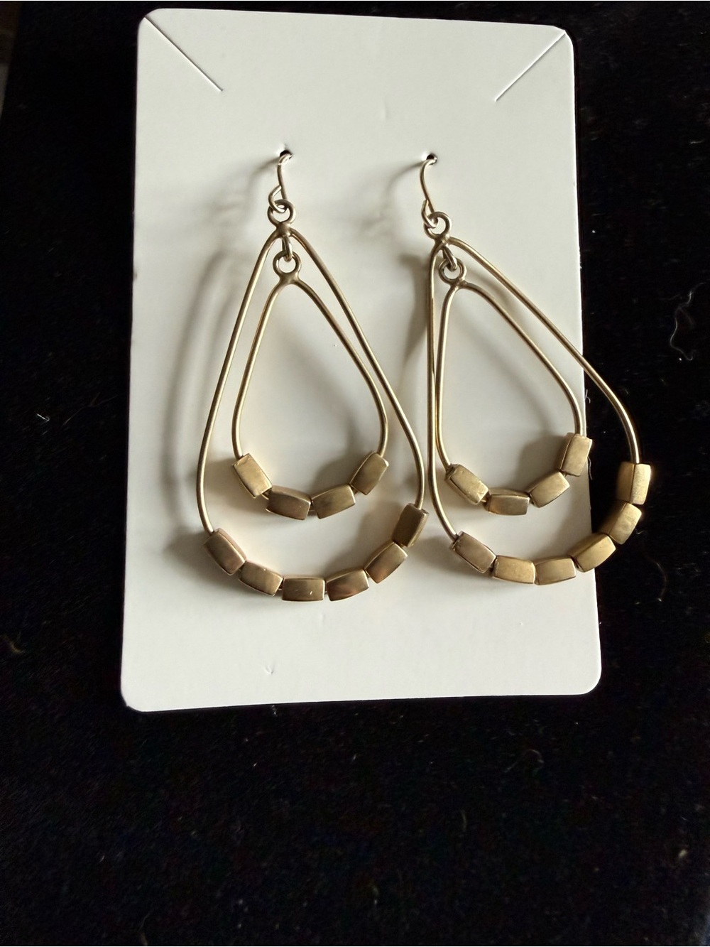Gold Teardrop Double Hoop Earrings - Unbranded